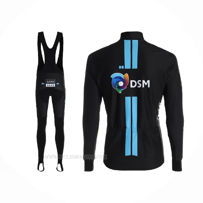 2021 Ropa Ciclismo DSM Negro Azul Mangas Largas y Culotte Lunga